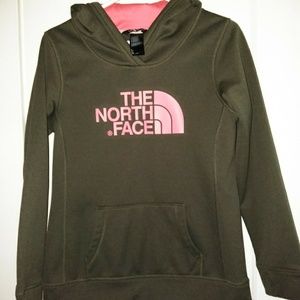 Grey and pick northface pullover hoodie